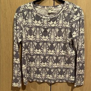 ONE WORLD Women's Purple and White Patterned Top